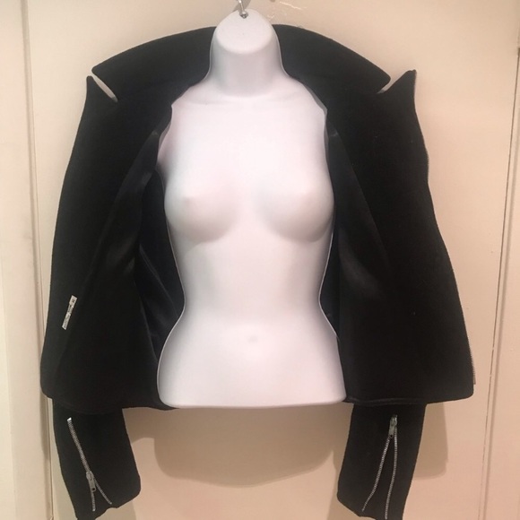 BlACK WOOL MOTORCYCLE JACKET: STEPHEN SPROUSE MUSEUM PIECE  SIZE M - Picture 6 of 14